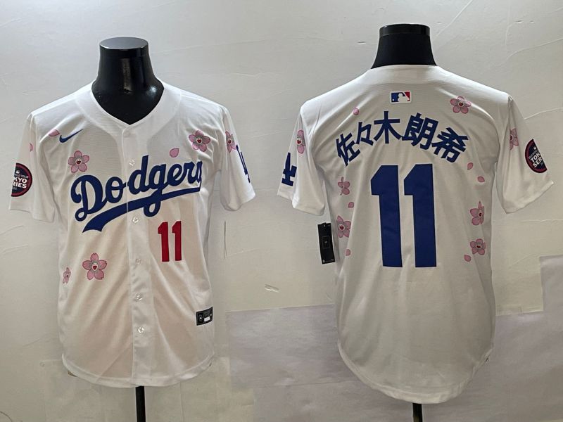 Men Los Angeles Dodgers 11 R.Sasaki White Sakura Edition 2025 Nike MLB Jersey style 3